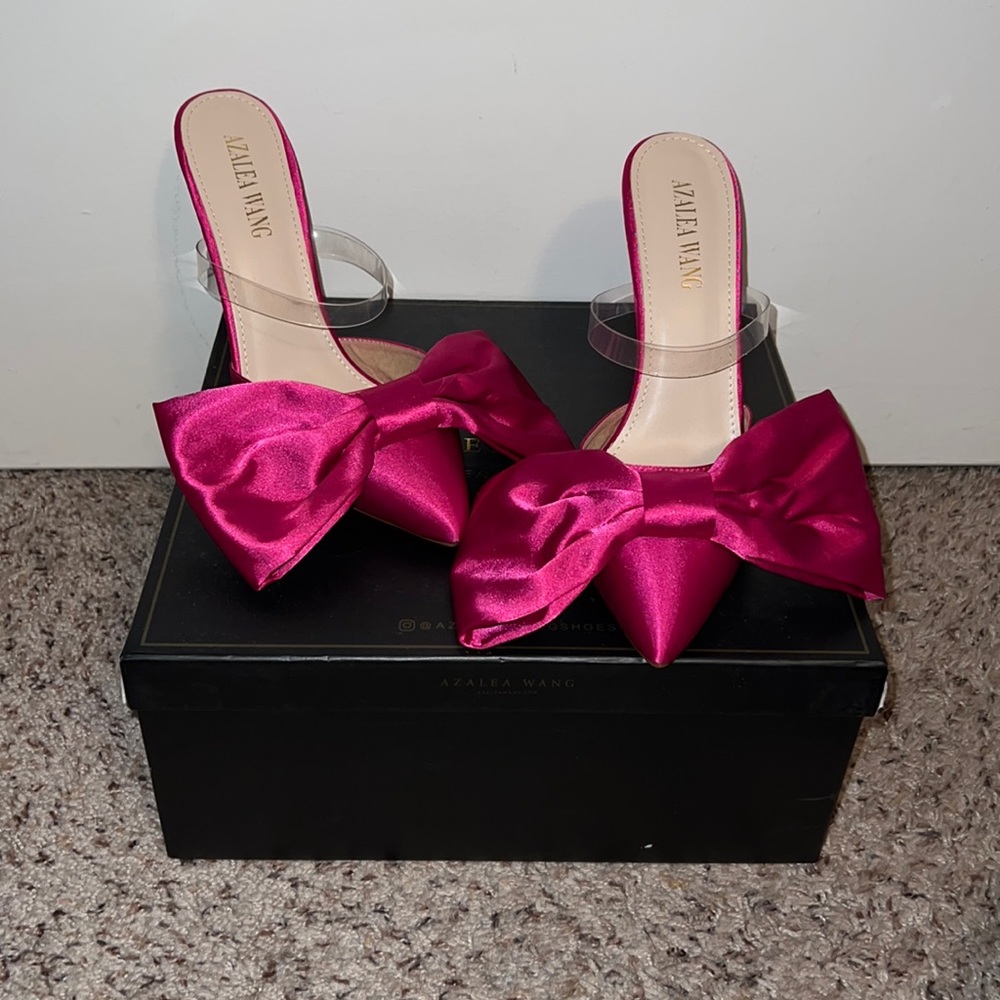 Pink Bow Backless Heels